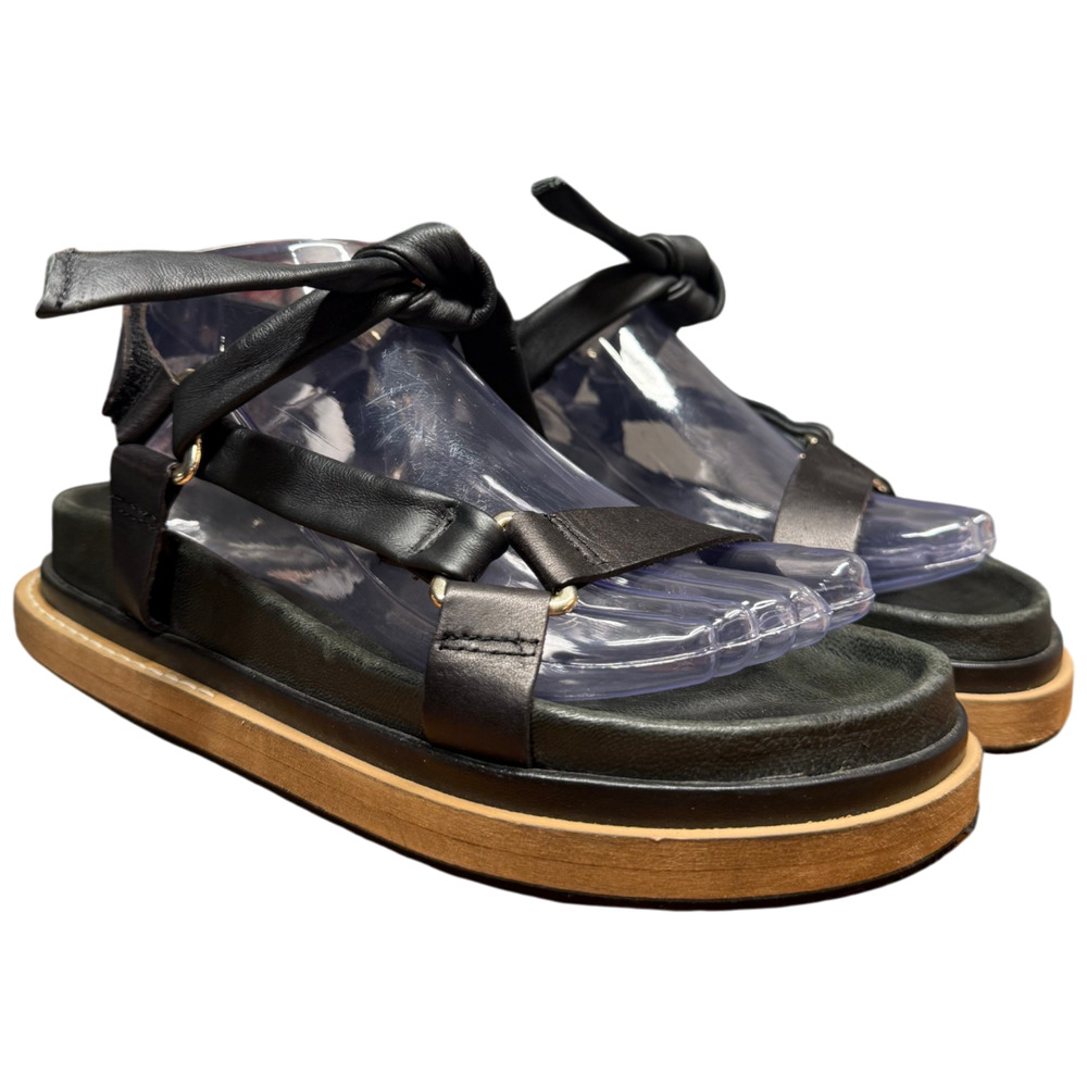 ALOHAS Tied Together Sandals Women's 8 Black Leather Comfort Shoes Casual - Picture 2 of 9